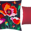 Cross Stitch Pillow Kit "Poppies with butterflies"