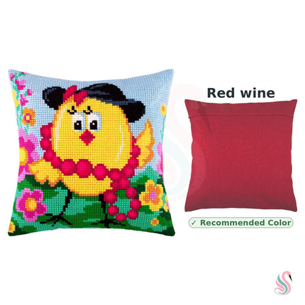 Cross Stitch Pillow Kit "Chick with a Necklace"