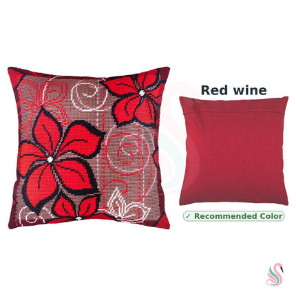 Needlepoint Pillow Kit "Red Flowers"
