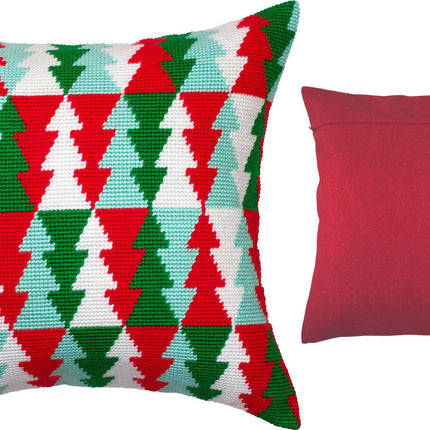 Needlepoint Pillow Kit "Christmas Trees Pattern"