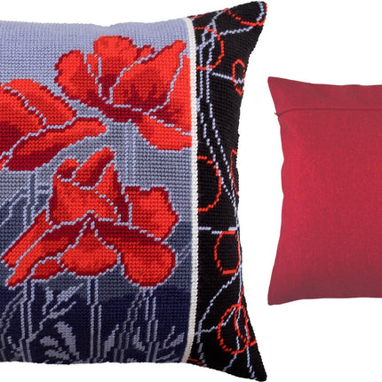 Needlepoint Pillow Kit "Poppies in the Night"