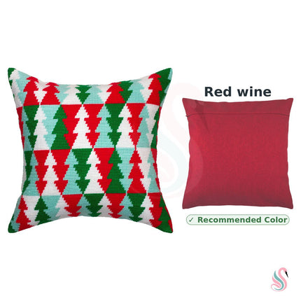 Needlepoint Pillow Kit "Christmas Trees Pattern"
