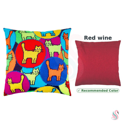 Needlepoint Pillow Kit "Kaleidoscope of Cats"