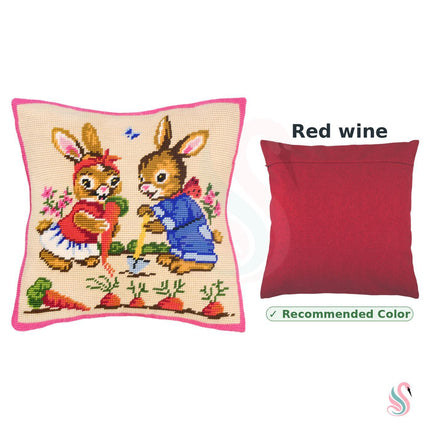 Needlepoint Pillow Kit "Rabbits the Farmers"