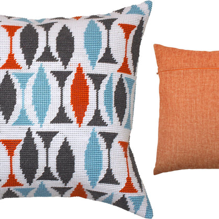 Needlepoint Pillow Kit "Turquoise on White"