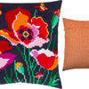 Cross Stitch Pillow Kit "Poppies with butterflies"