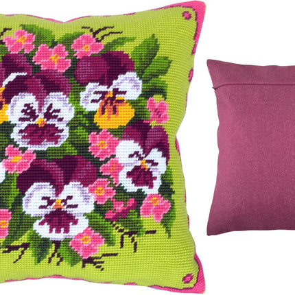 Needlepoint Pillow Kit "Bouquet of Violas"