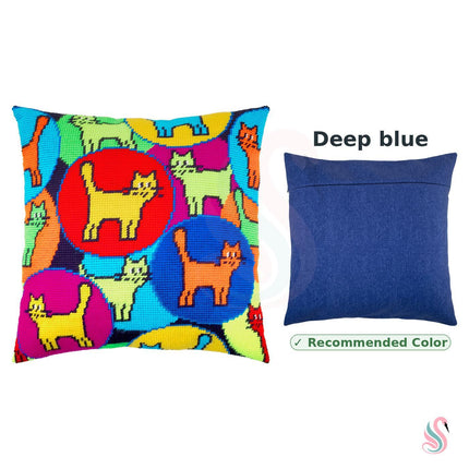 Needlepoint Pillow Kit "Kaleidoscope of Cats"