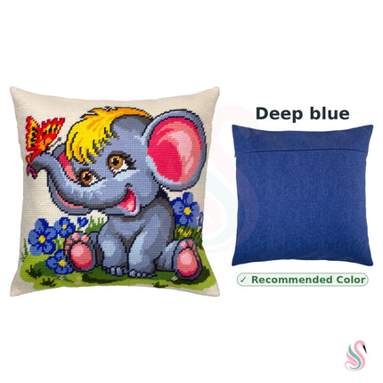 Needlepoint Pillow Kit "Funny Elephant"