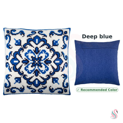 Cross Stitch Pillow Kit "Blue Pattern"