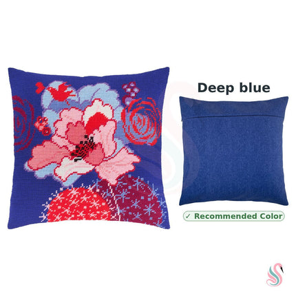 Needlepoint Pillow Kit "Blue Flower"