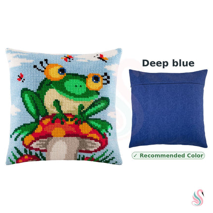 Cross Stitch Pillow Kit "Frog on a Mushroom"
