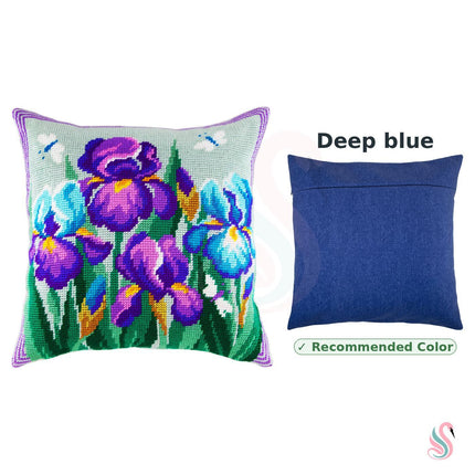 Needlepoint Pillow Kit "Blue Irises"