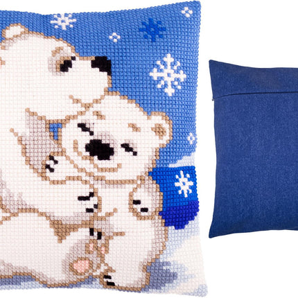 Cross Stitch Pillow Kit "Polar Bears"