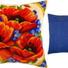Needlepoint Pillow Kit "Poppies and Forget-Me-Nots"
