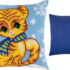 Cross Stitch Pillow Kit "Kitten in the Winter"