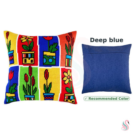 Needlepoint Pillow Kit "Flower Pots"