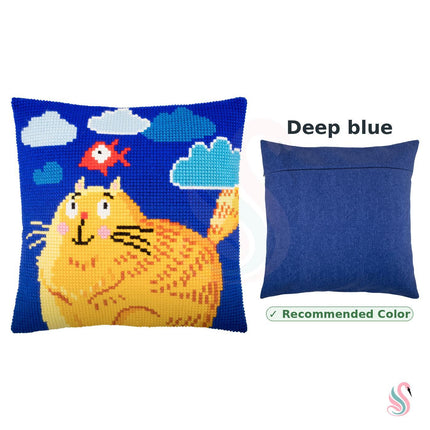 Cross Stitch Pillow Kit "Joyful Cat"