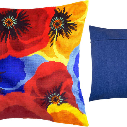 Needlepoint Pillow Kit "Colours of Poppies"