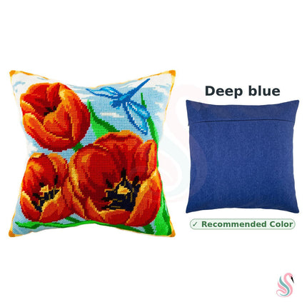 Needlepoint Pillow Kit "Red Tulips"