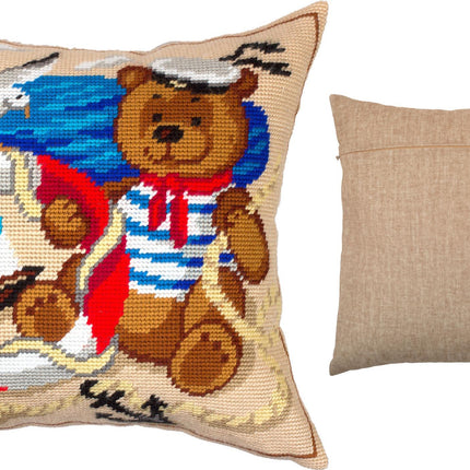 Needlepoint Pillow Kit "Bear the Sailor"