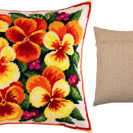Needlepoint Pillow Kit "Pansies"