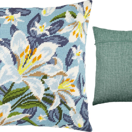 Needlepoint Pillow Kit "White Lilies"