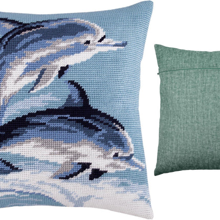 Needlepoint Pillow Kit "Dolphins"