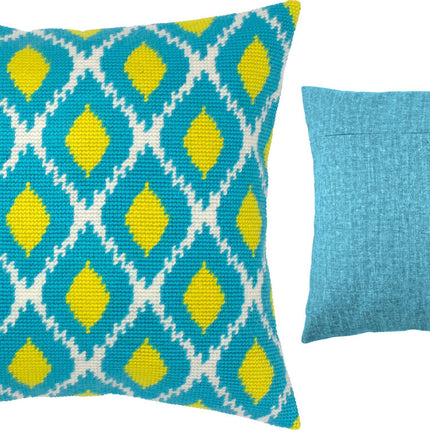 Needlepoint Pillow Kit "Turquoise and lemons"