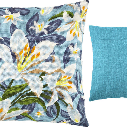 Needlepoint Pillow Kit "White Lilies"