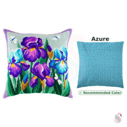 Needlepoint Pillow Kit "Blue Irises"