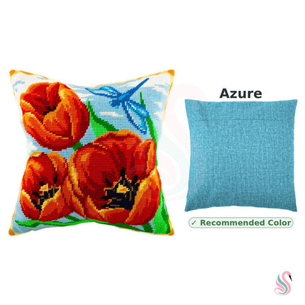 Needlepoint Pillow Kit "Red Tulips"