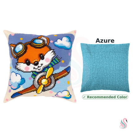Needlepoint Pillow Kit "Little Fox the Pilot"