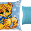 Cross Stitch Pillow Kit "Kitten in the Winter"