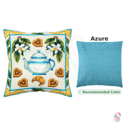 Needlepoint Pillow Kit "Tea and Cookies"
