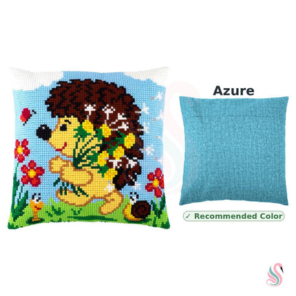 Cross Stitch Pillow Kit "Hedgehog with Dandelions"