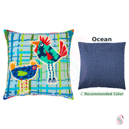 Needlepoint Pillow Kit "Hens"