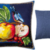 Needlepoint Pillow Kit "Red-flanked bluetail and apples"
