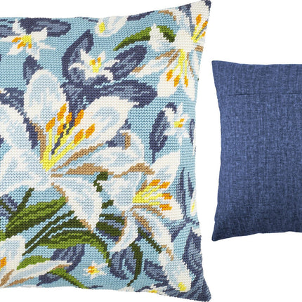 Needlepoint Pillow Kit "White Lilies"
