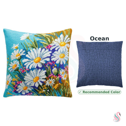 Needlepoint Pillow Kit "Meadow of Daisies"