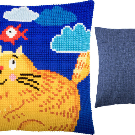 Cross Stitch Pillow Kit "Joyful Cat"