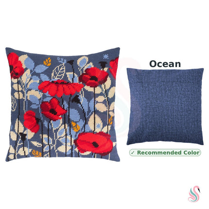 Needlepoint Pillow Kit "Poppies in the Evening"