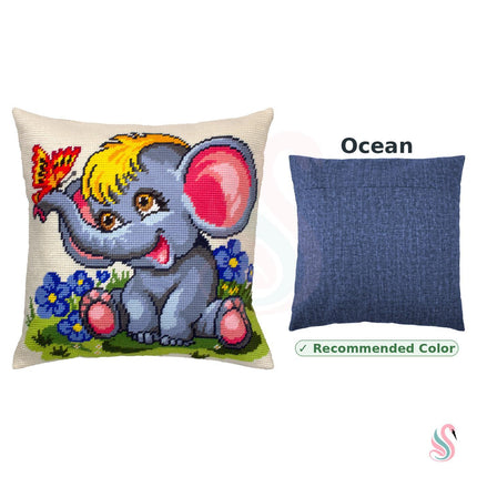 Needlepoint Pillow Kit "Funny Elephant"
