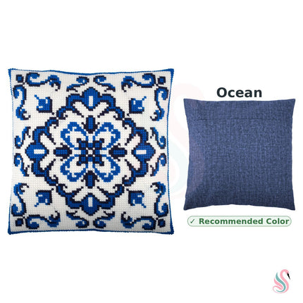 Cross Stitch Pillow Kit "Blue Pattern"