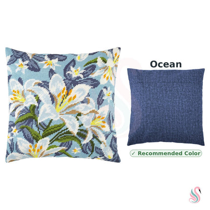 Needlepoint Pillow Kit "White Lilies"
