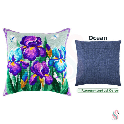 Needlepoint Pillow Kit "Blue Irises"