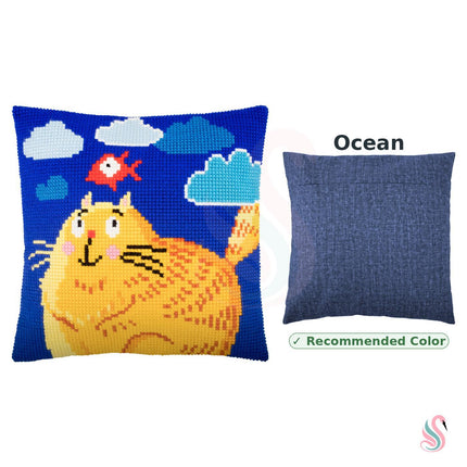 Cross Stitch Pillow Kit "Joyful Cat"