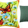 Needlepoint Pillow Kit "Small Tortoiseshells on Daisies"
