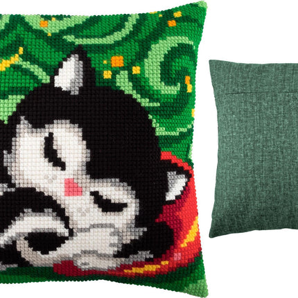Cross Stitch Pillow Kit "Kitten under the Moon"