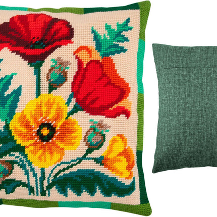 Needlepoint Pillow Kit "Bouquet of Poppies"